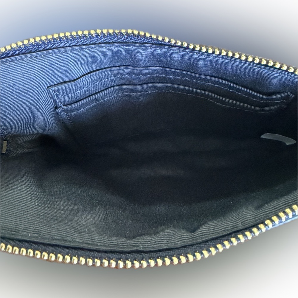 Coach Midnight Blue Corner Zip Crossgrain Leather Wristlet NWOT - Picture 11 of 12